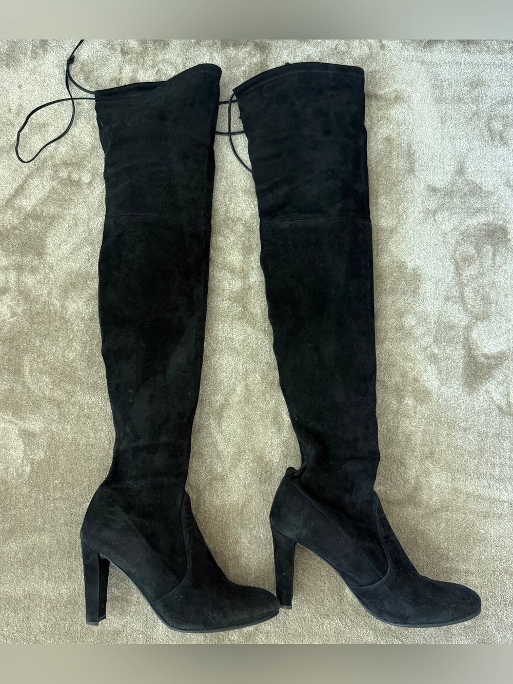 Stuart Weitzman Black Tieland Over-the-Knee Block Heel Boot